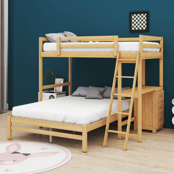 Harriet Bee Hanayo Twin over Full Bunk Bed with Desk and Drawers Wayfair